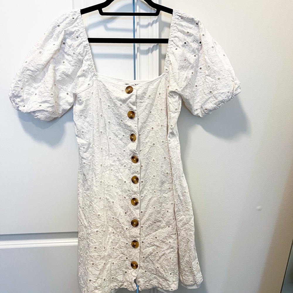 ASOS Maternity White Eyelet Dress with Buttons